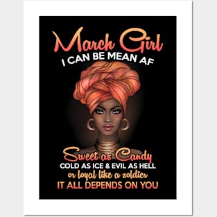 Queens Are Born In March Birthday T-Shirt for Black Women Posters and Art